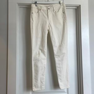 White Mid Rise Skinny Jeans